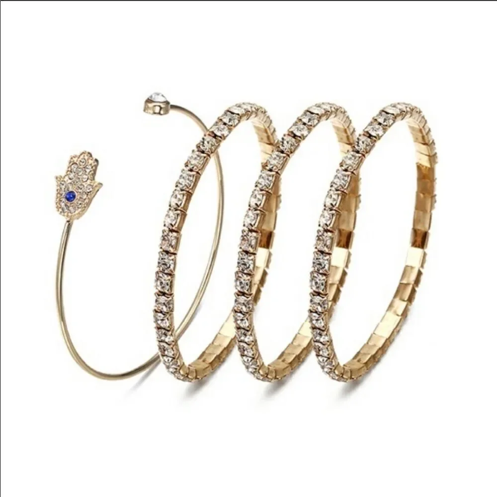 Bracelets Pack (4) Hamsa Rhinestone/ Zinc Alloy